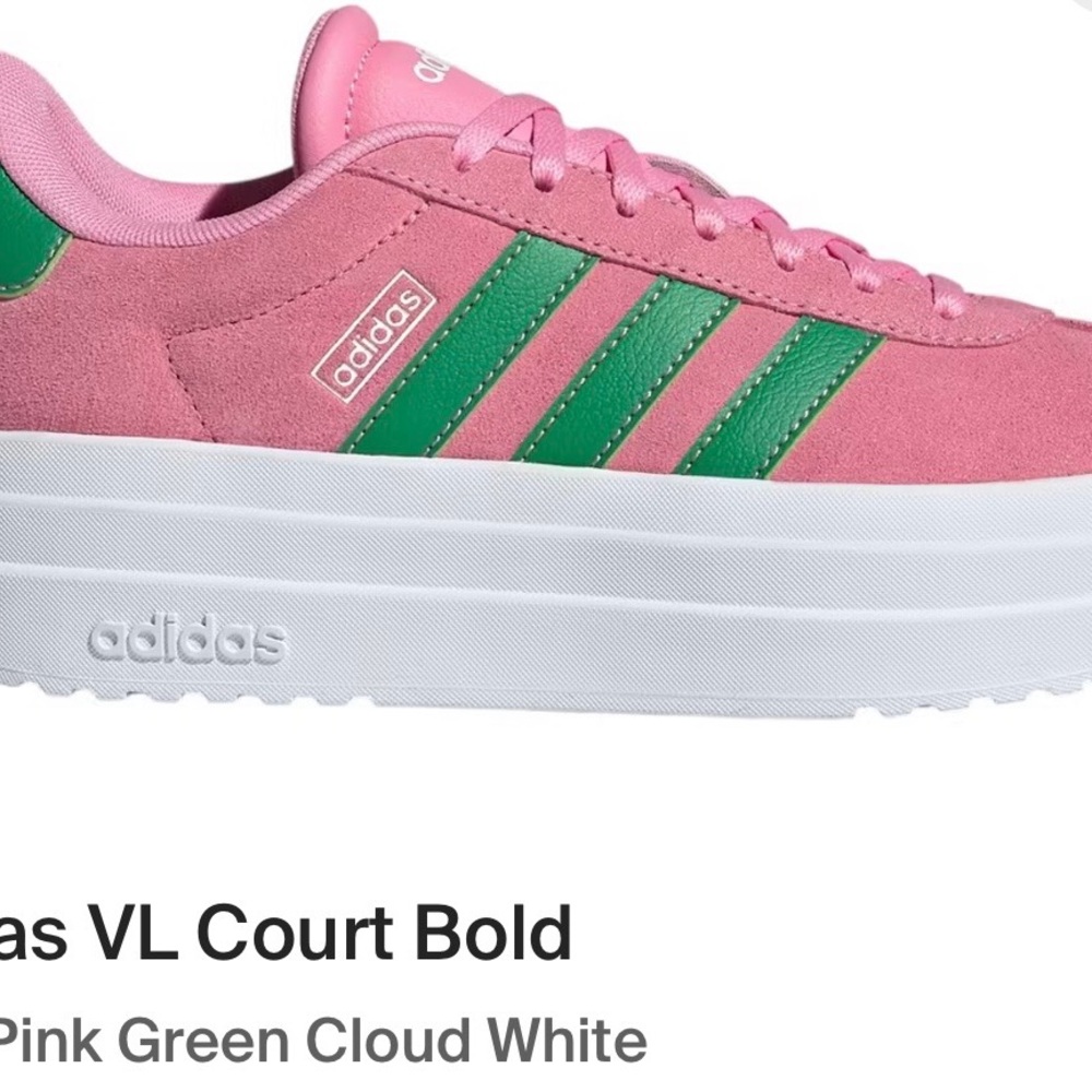adidas Pink and Green Platform Sneakers
